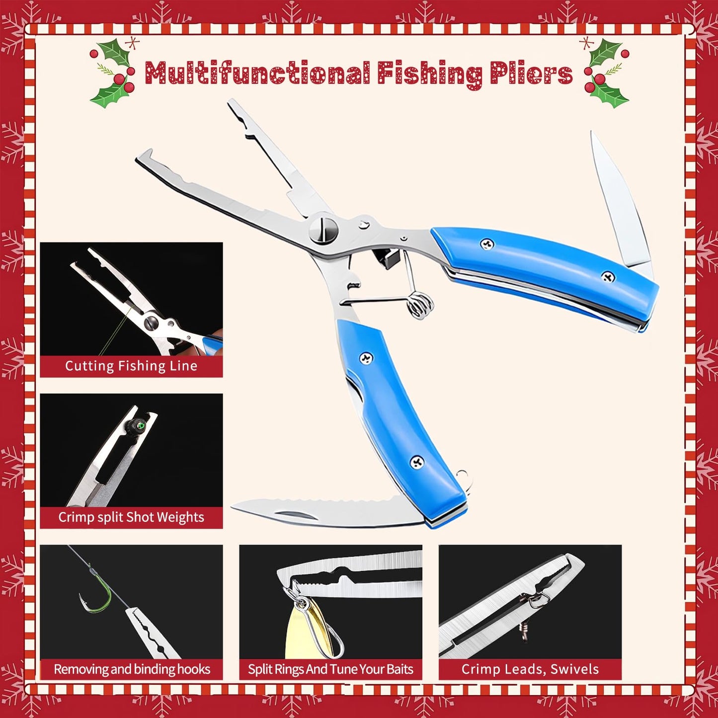 XBLACK Fishing Tool Kit Fishing Pliers Fish Gripper Fishing Scale Fish Grip Tools Set Saltwater Resistant Fishing Gear (Simple Set - A)