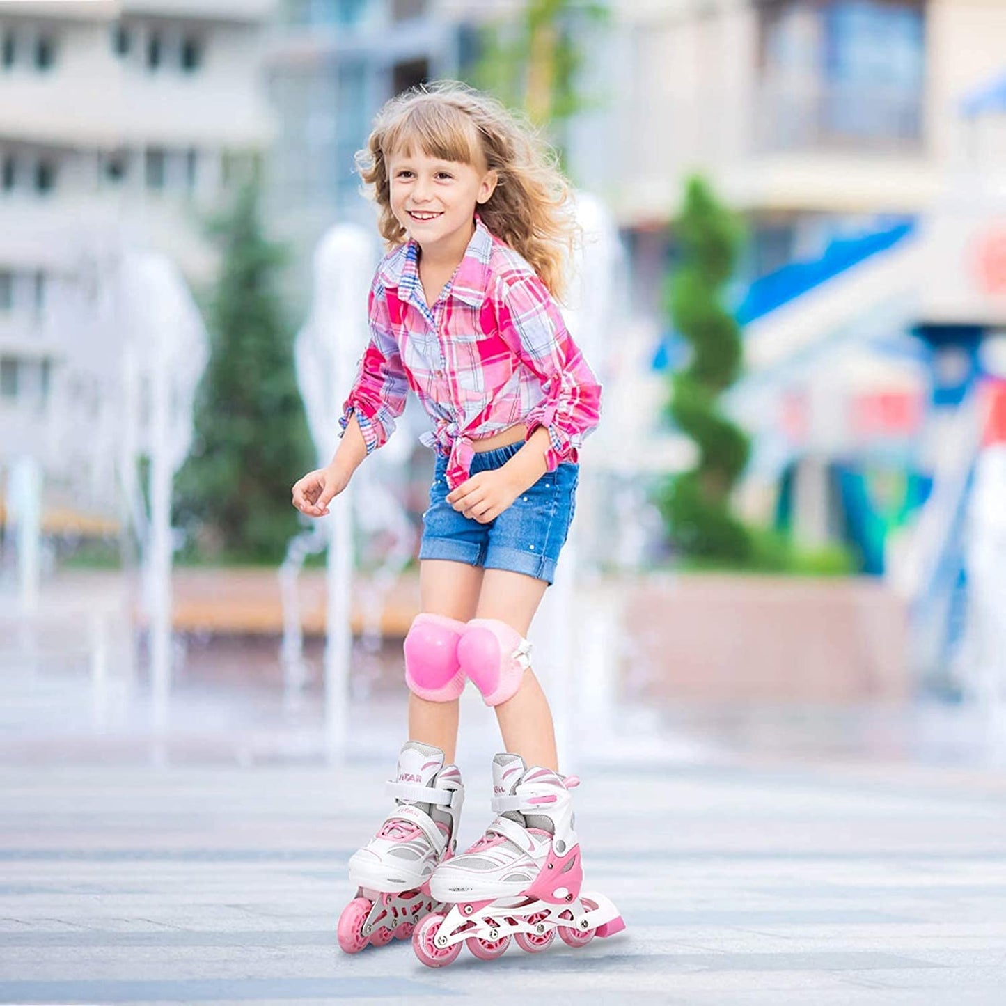 Adjustable Inline Skates for Kids & Beginners - 4-Size Extension Youth Roller Skates with Light-Up Wheels for Boys & Girls, Outdoor Sports Equipment