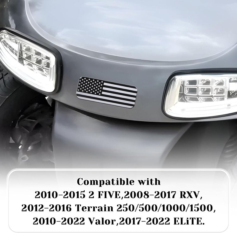 E-Z-GO Golf Cart Front Name Plate with Black & Grey American Flag Design, Fits 2014-2022 TXT, 2010-2015 2FIVE, 2008-2017 RXV, 2012-2016 Terrain, 2010-2022 Valor, and 2017-2022 Elite
