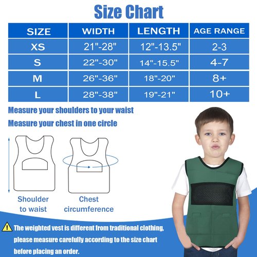 Vest for Kids Including 6 Removable Weights (Green, Small)