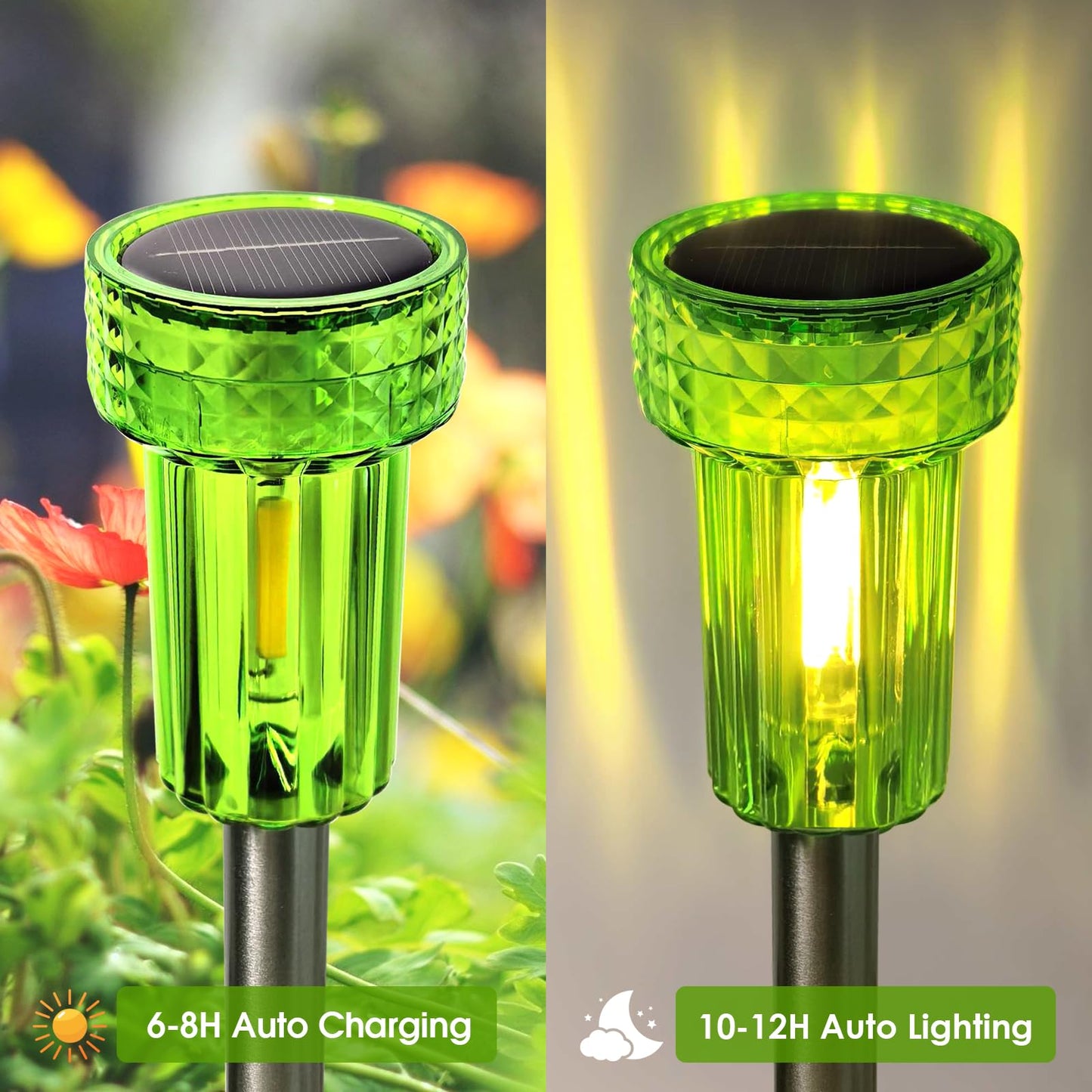 DERAYSION Halloween Decorations Outdoor Solar Lights Pathway LED Green Waterproof Halloween Solar Lights Acrylic Lamp Auto Dusk-to-Dawn for Yard, Path, Garden, Walkway, Landscape 8 Pack