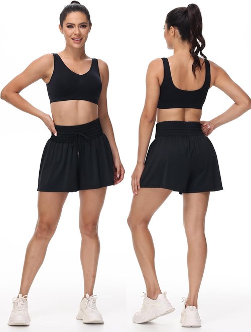 Blaosn High Waist Athletic Shorts for Women - Flowy Gym & Running Skort with Pocket | Casual Summer Wear