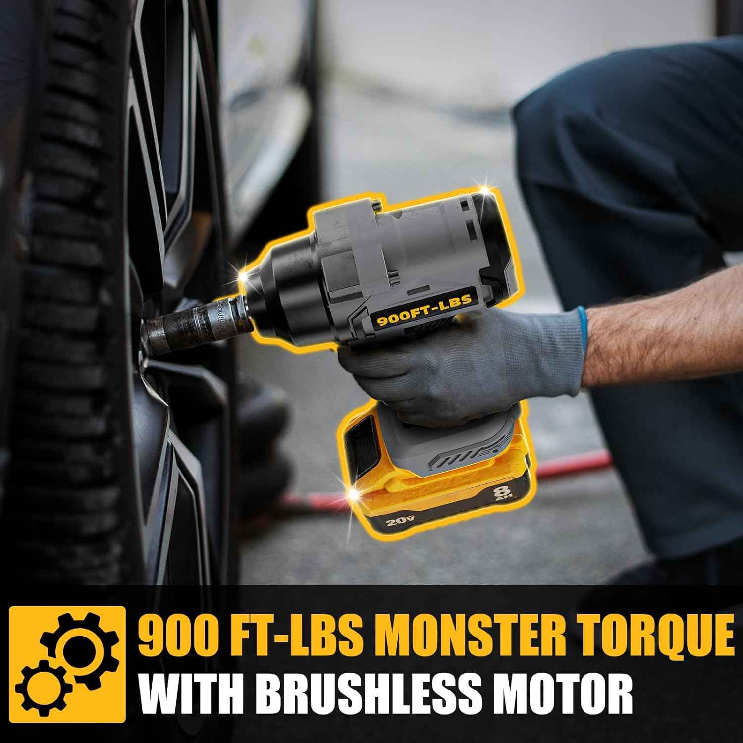 High Torque 1/2” Cordless Impact Wrench - 900 Ft-lbs Brushless, 3-Speed, DeWALT 20V MAX Compatible