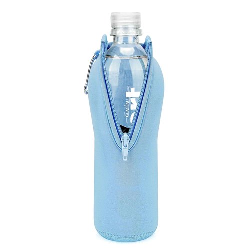 Linkidea Disposable Water Bottle Sleeve Compatible with Smartwater 16.9/20Fl Oz, Evian 16.9Fl Oz, Insulated Neoprene Plastic Bottled Water Cover with Lockable Zipper (1 Pack/Light Blue)