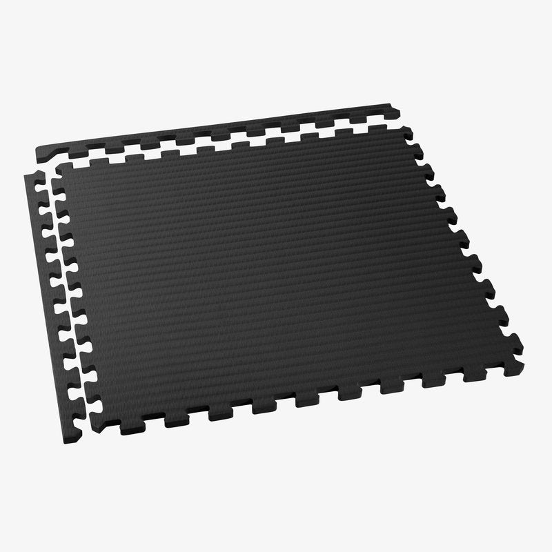 We Sell Mats 1 Inch Thick Martial Arts EVA Foam Exercise Mat, Tatami Pattern, Interlocking Floor Tiles for Home Gym, MMA, Anti-Fatigue Mats, 24 in x 24 in, Black (TL-25M), 24 Square Feet (6 Tiles)