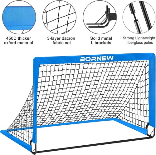 Kids Soccer Goal Set by [Brand Name] - Portable 6x4 & 4x3 ft Training Nets for Ages 3-16 | Perfect for Backyard Games