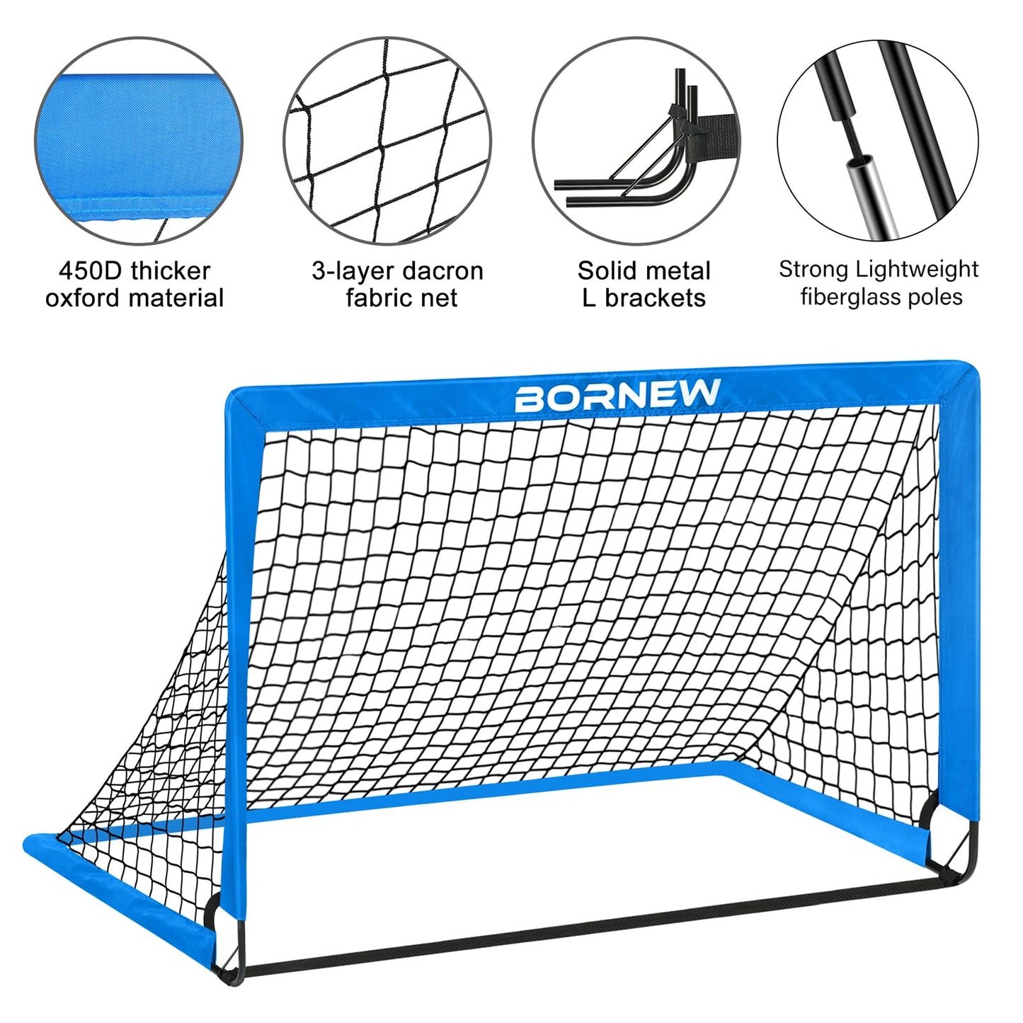 Kids Soccer Goal for Backyard Set - 2 Set of 4X3 ft Toddler Soccer Nets