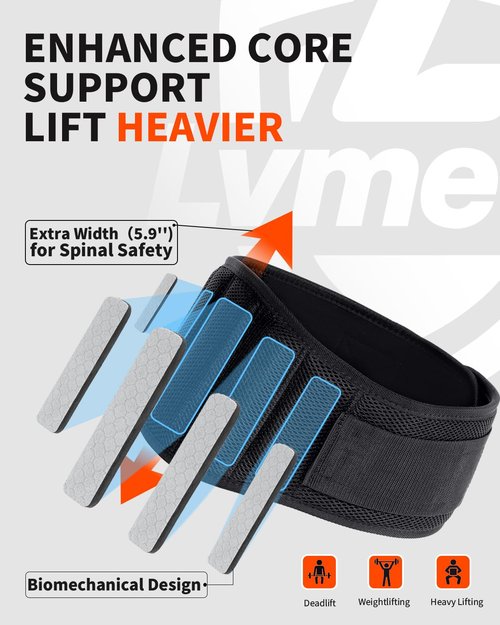Lvmevis Premium Weight Lifting Belts for Men,Heavy-Duty Squat Belt for Gym, Breathable Workout Belt, Weight Belt for Women, Back Support, Bionic Softbone Design (Unisex Medium)