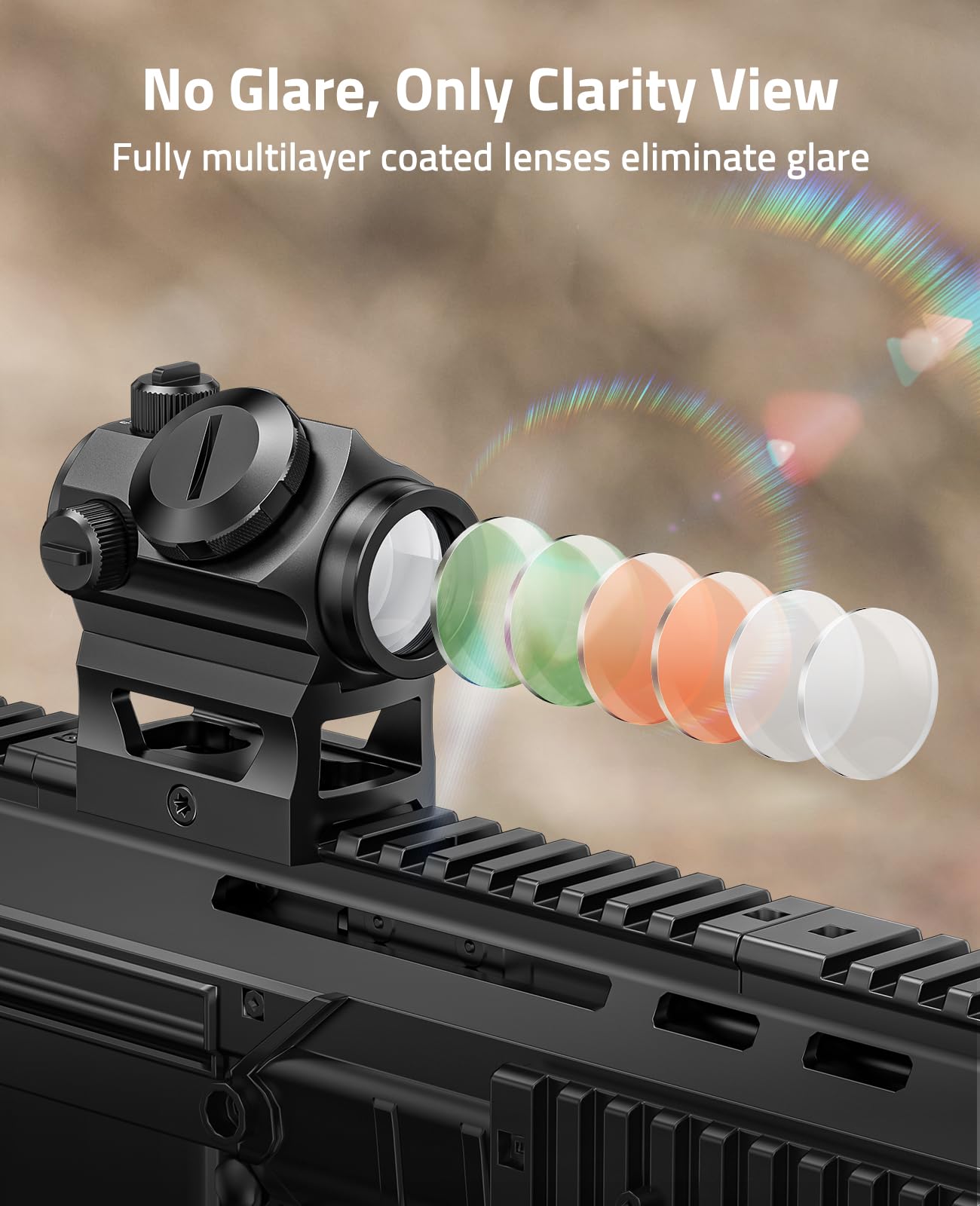 CVLIFE JackalHowl Compact Green Dot Sight, 2 MOA Motion Awake Green Dot Optics Reflex Sights,IPX7 Waterproof Scope with Low Mount and Co-Witness Riser Mount