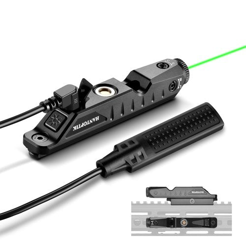 Hantoptik Green Tactical Laser Sight Compatible with M-Lok and Picatinny Rail,Increased a Remote Pressure Switch,IIIA Class Laser Output ≤5mw