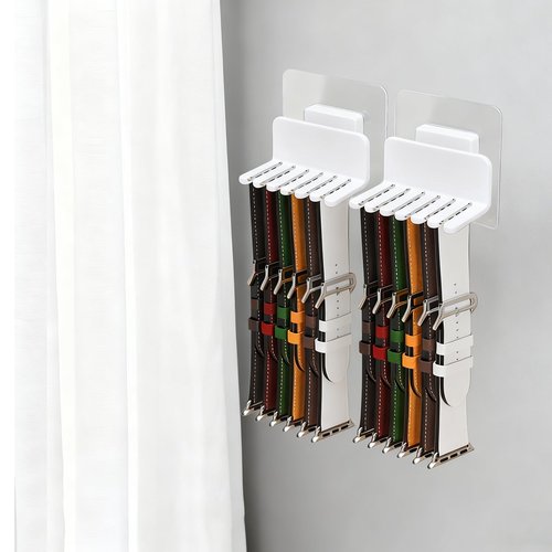 Zebrabox 2 Packs Watch Band Holder Organizer, Wall Mount Smartwatch with Band Organizer, Grooved Design for Easy Pick-and Place, Holds More Watch Straps, Easy Installation, Keeps Straps Tidy