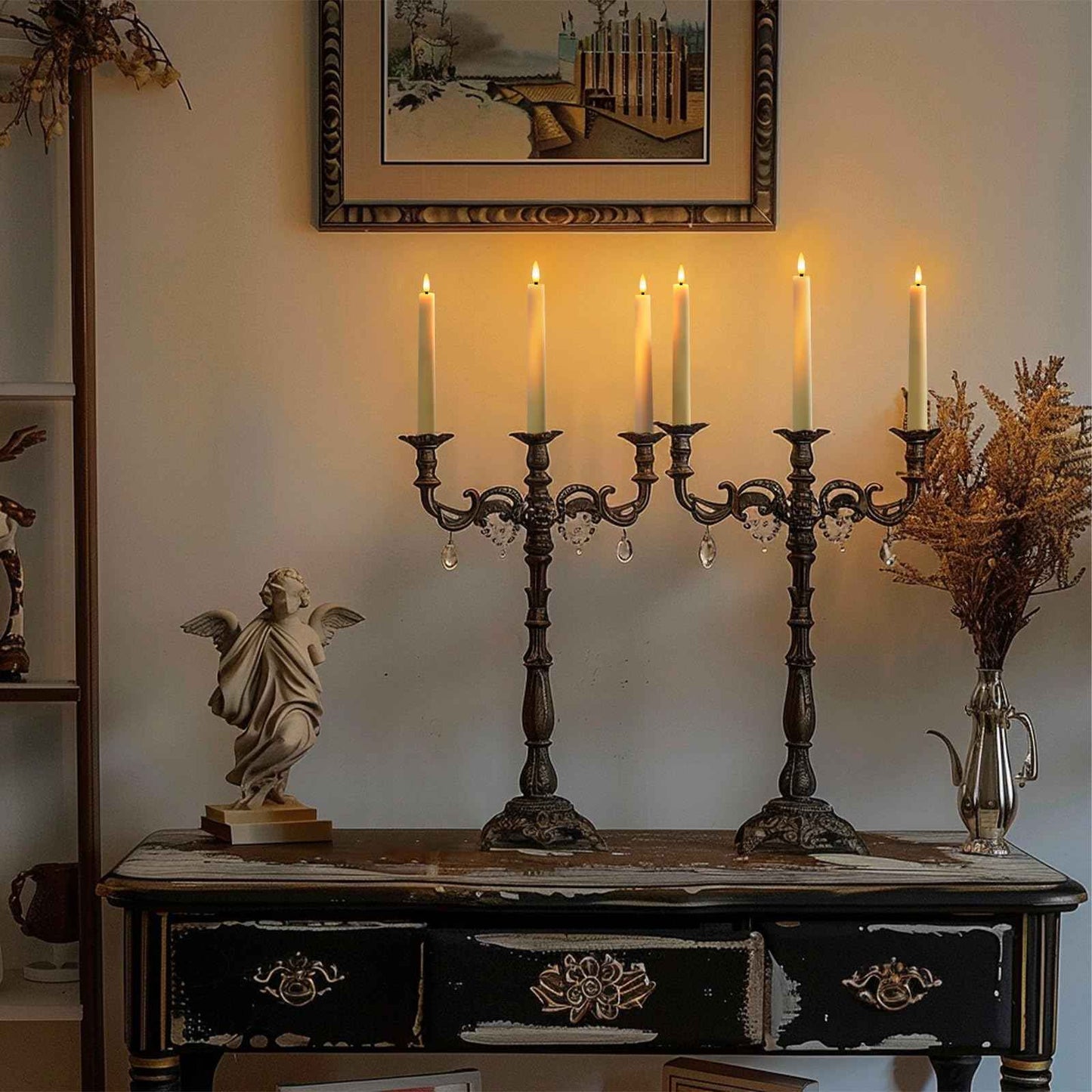 Homemory 6.7 Inches Flameless Taper Candles with Remote Timer Dimmer, Led Flameless Candlesticks Short Taper Candles, Flickering Battery Operated Candlesticks for Xmas Wedding Home Decor, Ivory, 6 Pcs