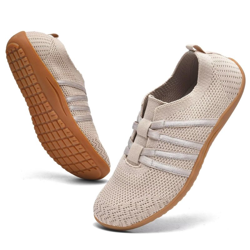 DEXJEWU Women's Minimalist Barefoot Walking Shoes Wide Toe Box Flats Lightweight Casual Gym Athletic Sneakers, 006 Camel, 8