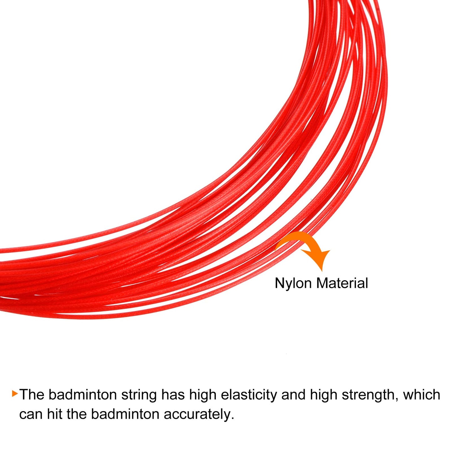 PATIKIL 10M x 0.75mm Badminton Racket String, 2 Pack High Flexibility Nylon String Replacement Thread Line Badminton Repair Accessory, Red