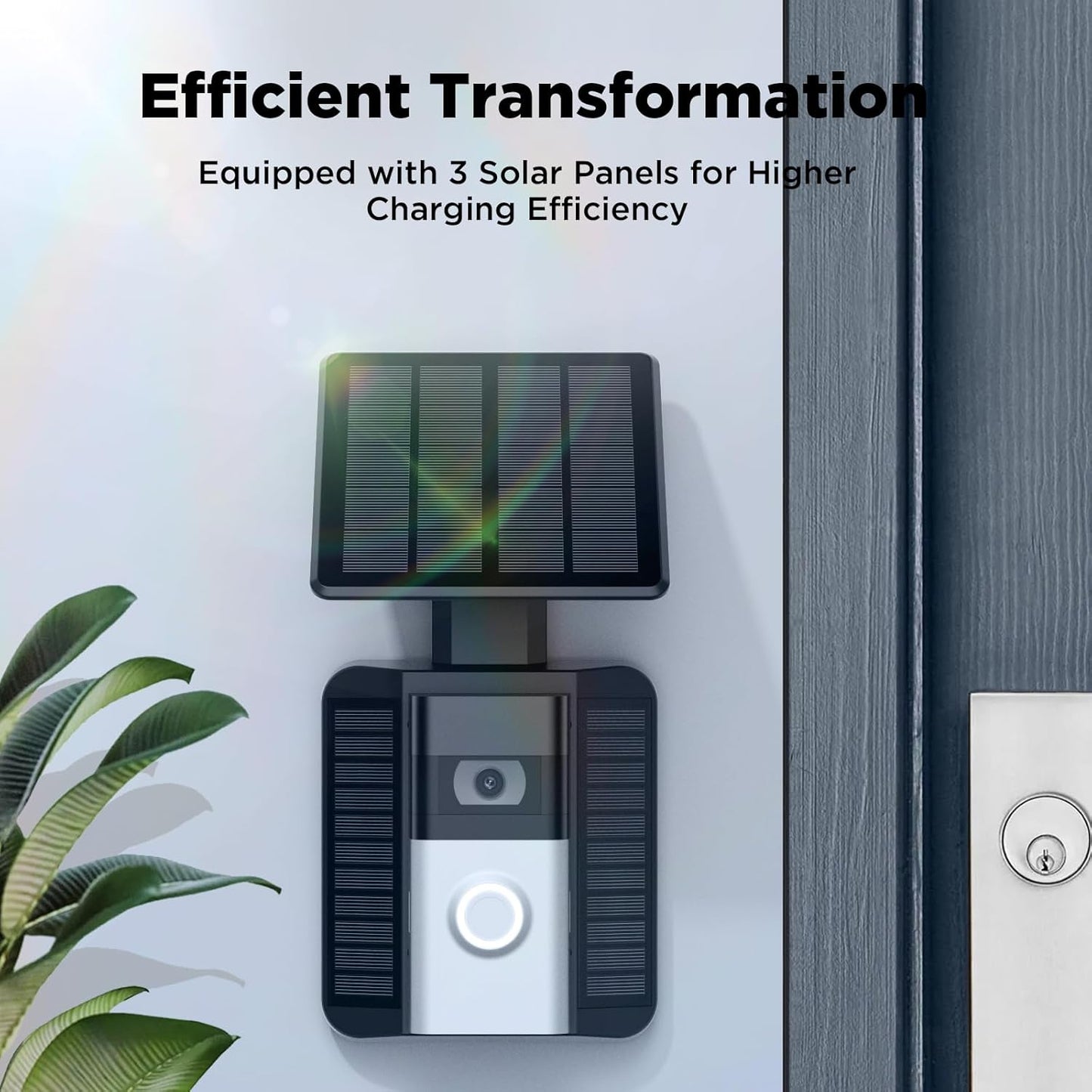 QIBOX Solar Charger for Ring Video Doorbell (2020) - Waterproof 2.9W Micro USB Panel