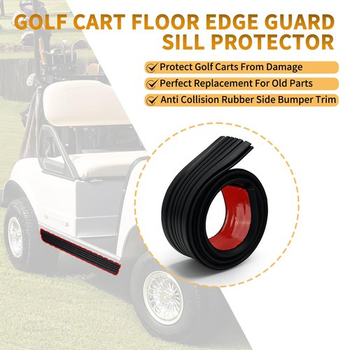 JERBOR 2PCS Upgrade Heavy Duty Golf Cart Floor Edge Guard Sill Protector for Club Car DS, Anti Collision Rubber Side Bumper Trim for 1013983 101347501
