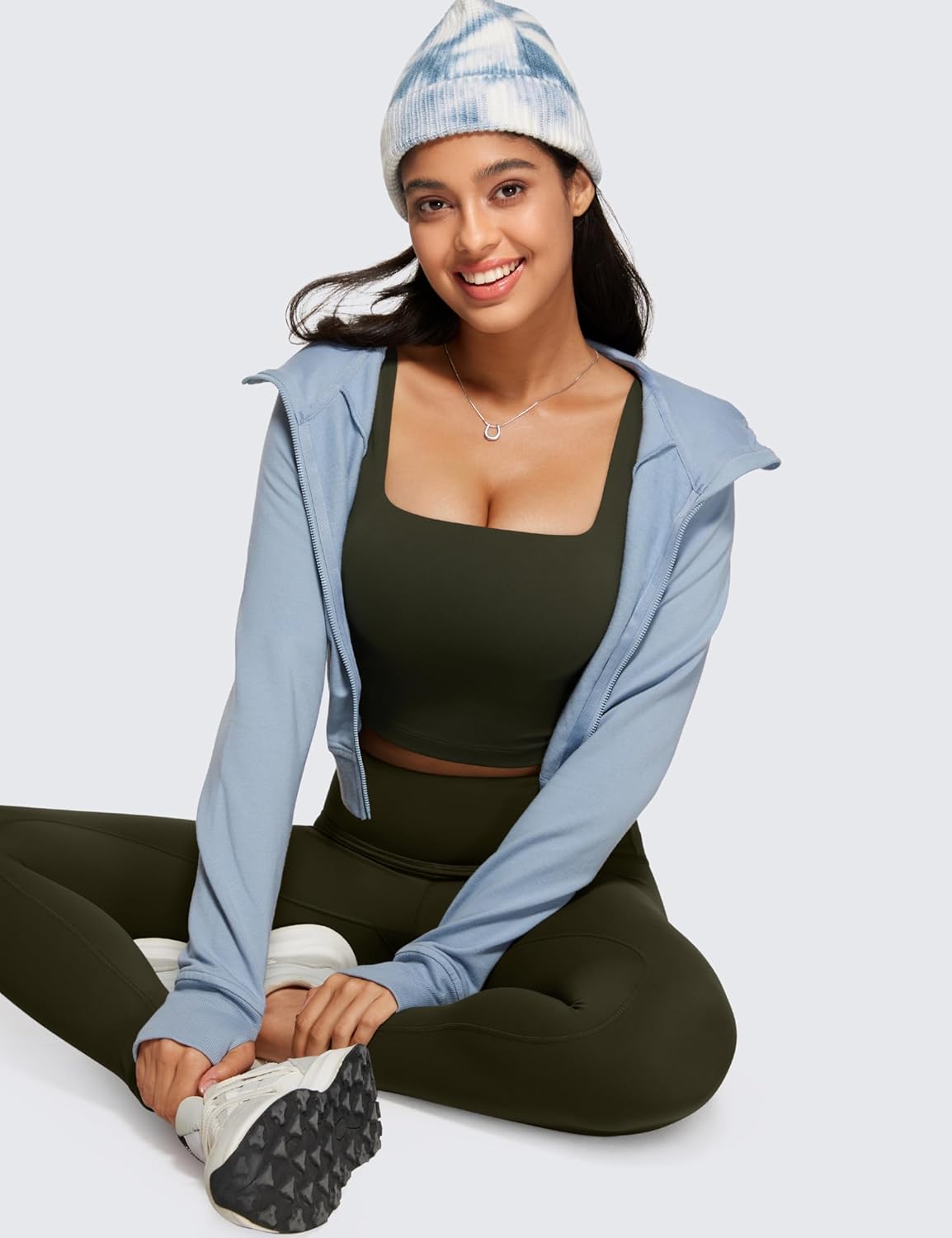 CRZ YOGA Butterluxe Crop Tank Top for Women - Padded Longline Sports Bra in Stylish Design