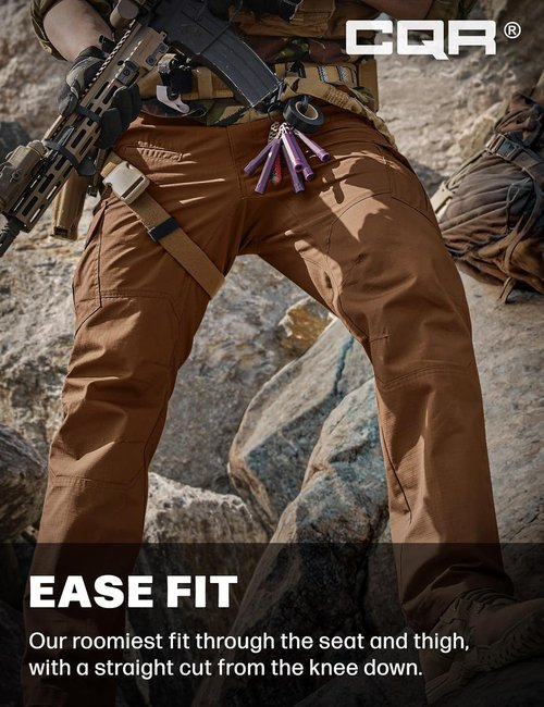 CQR Men's Tactical Pants - Water-Resistant Ripstop Cargo Design for Lightweight EDC & Hiking