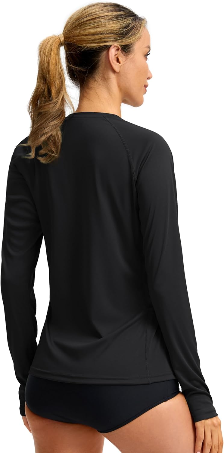 Viodia Women's Rash Guard - UPF 50+ UV Protection Long Sleeve Quick Dry Swim Shirt with Pockets