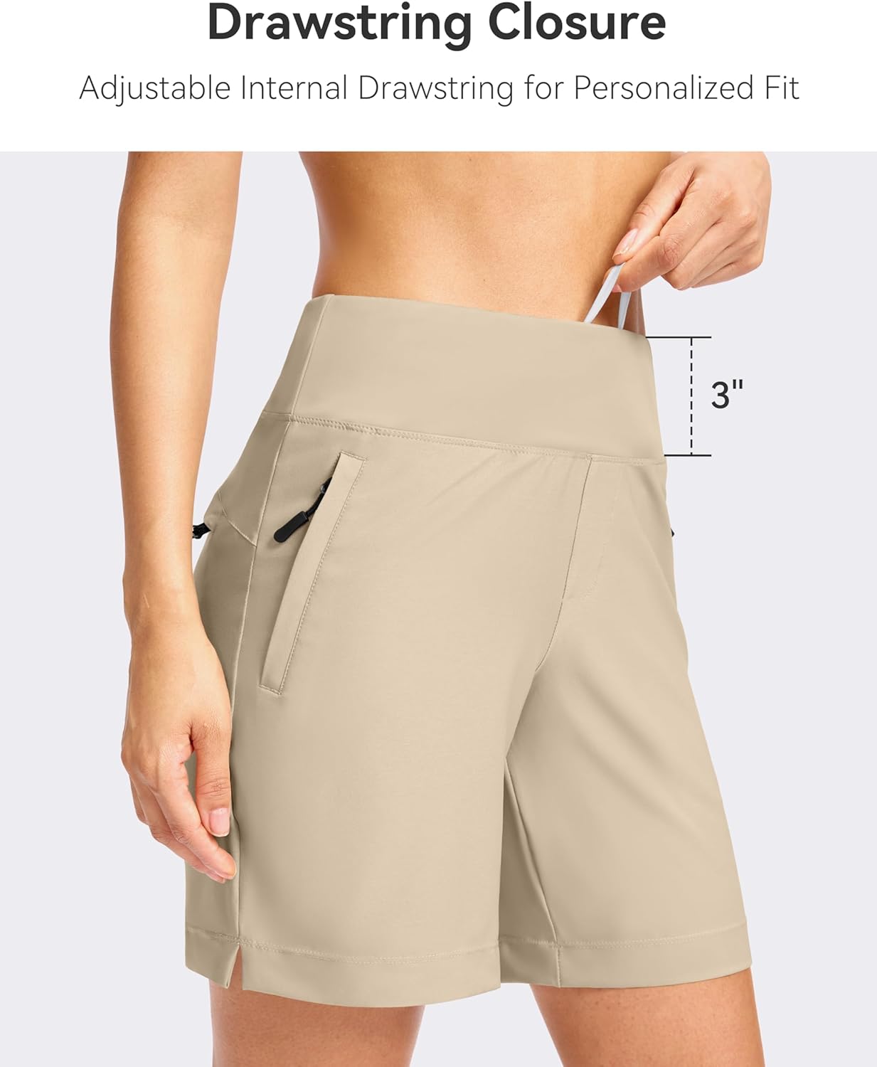 SANTINY Women's Hiking Shorts - Lightweight Quick-Dry Design with 3 Zipper Pockets | 5''/7'' Sizes