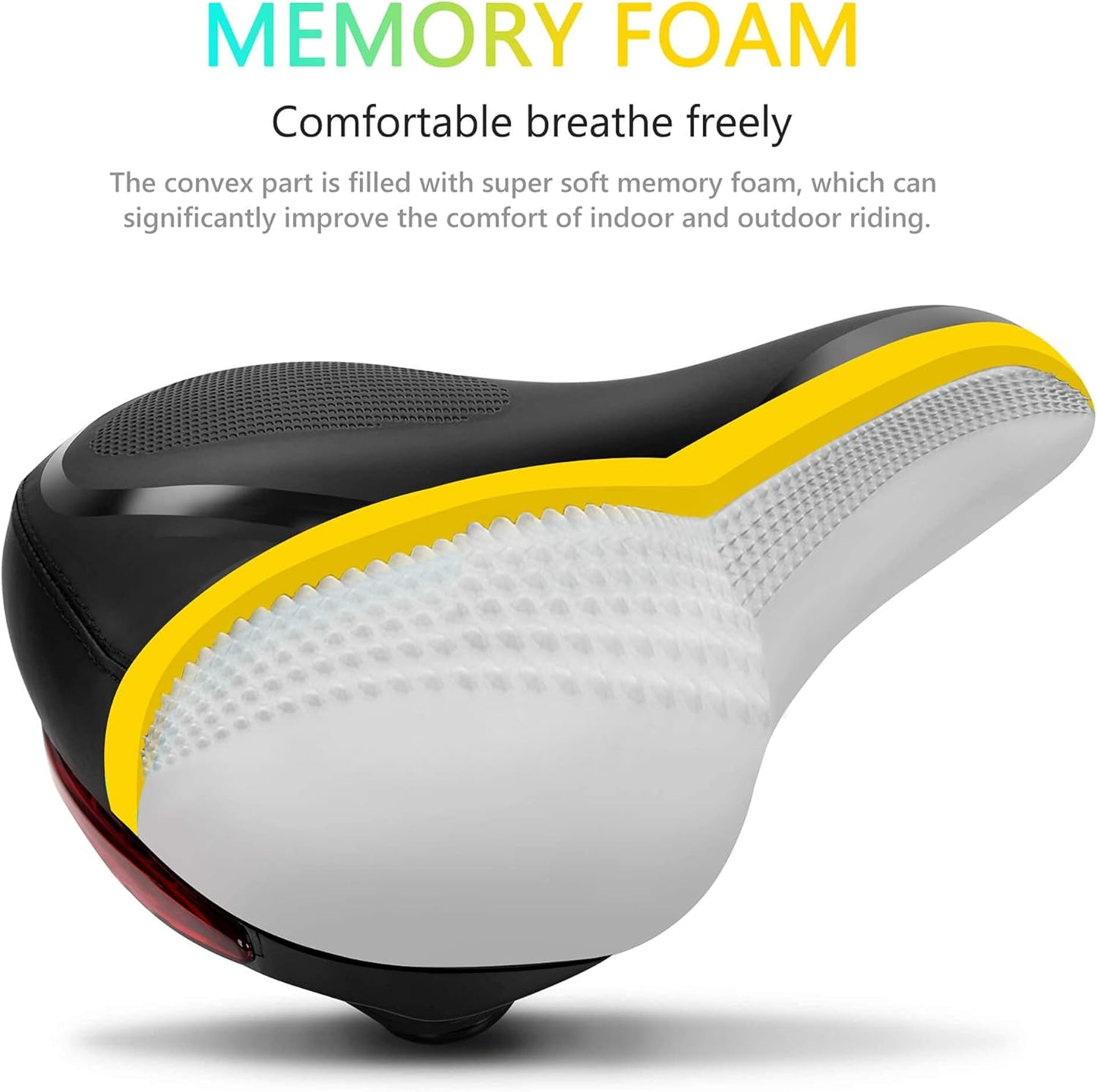 Skiennix Large Comfortable Bike Seat - Oversized Memory Foam Padded Saddle | Waterproof Leather Cover