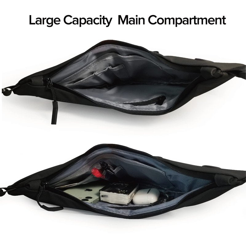Small Sling Shoulder Crossbody Bag Men Women, Lightweight Anti-theft One Strap Casual Chest Bag Slim Backpack for Outdoor Walking Trip Hiking Biking Black