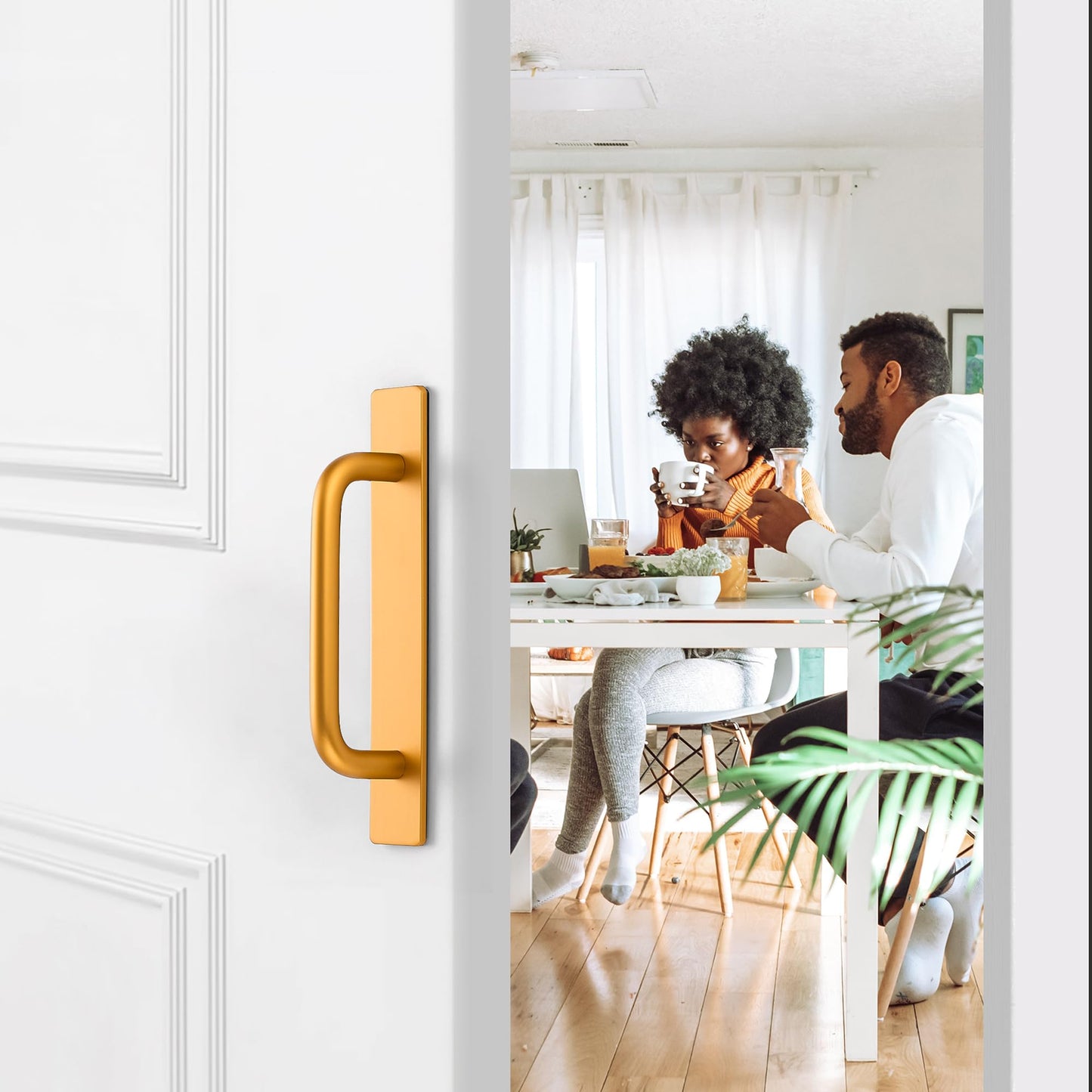 2 Pack Adhesive Handles Self Stick Instant Cabinet Handles 5.83" Stick on Cabinet Handles Drawer Push Pull Handles Helper Sliding Screen Door Handles for Sliding Closet Window Wardrobe - Gold