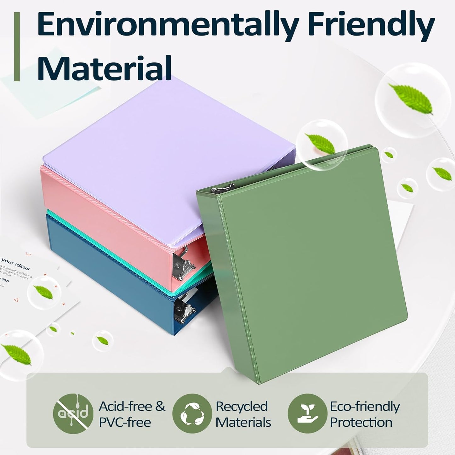 Sooez BinderX Extra Durable 3-Inch D-Ring Binder | Holds 670 Sheets | Customizable Olive Green Cover