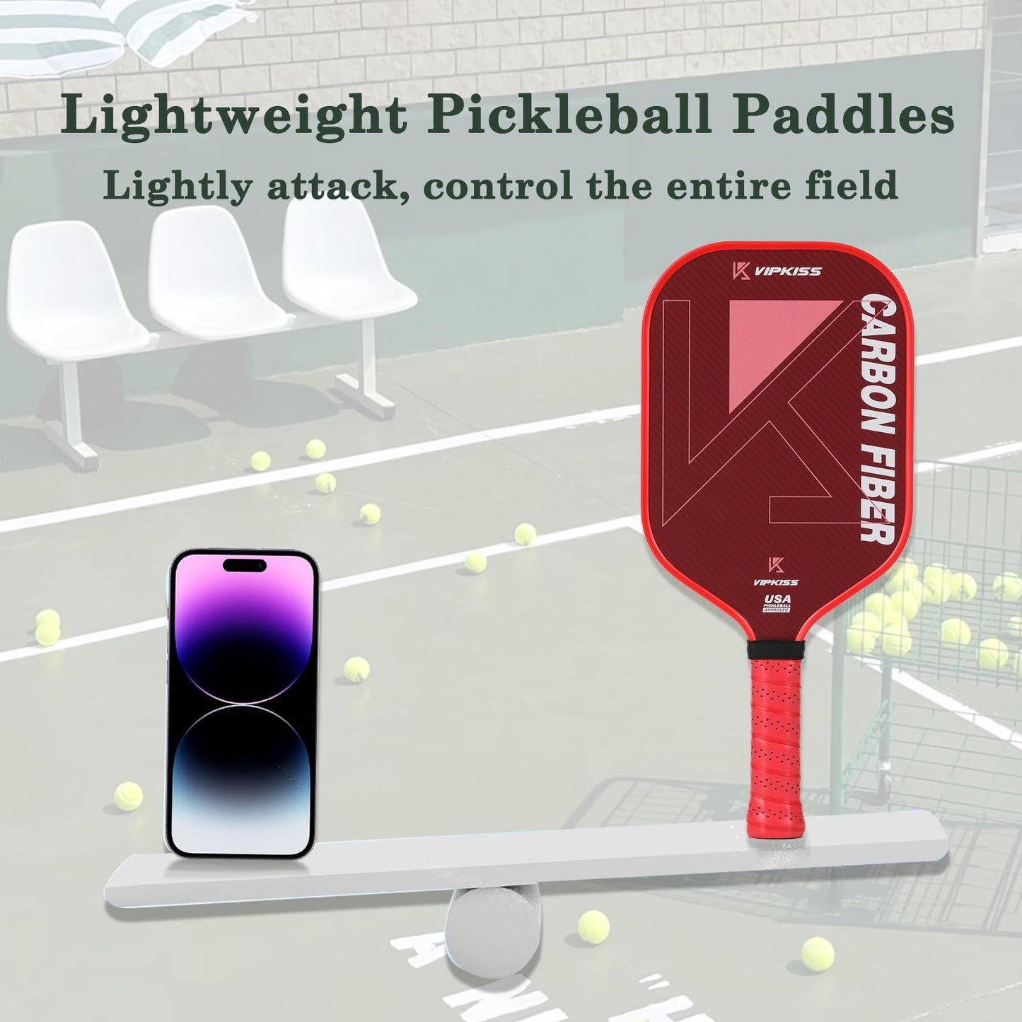 Pickleball Paddle, USAPA Approved Aramid Fiber Pickle Ball Paddle with 16MM Polypropylene Honeycomb Core, Lightweight Pickleball Racket for Men & Women, Durable Paddle for Indoor Outdoor Play