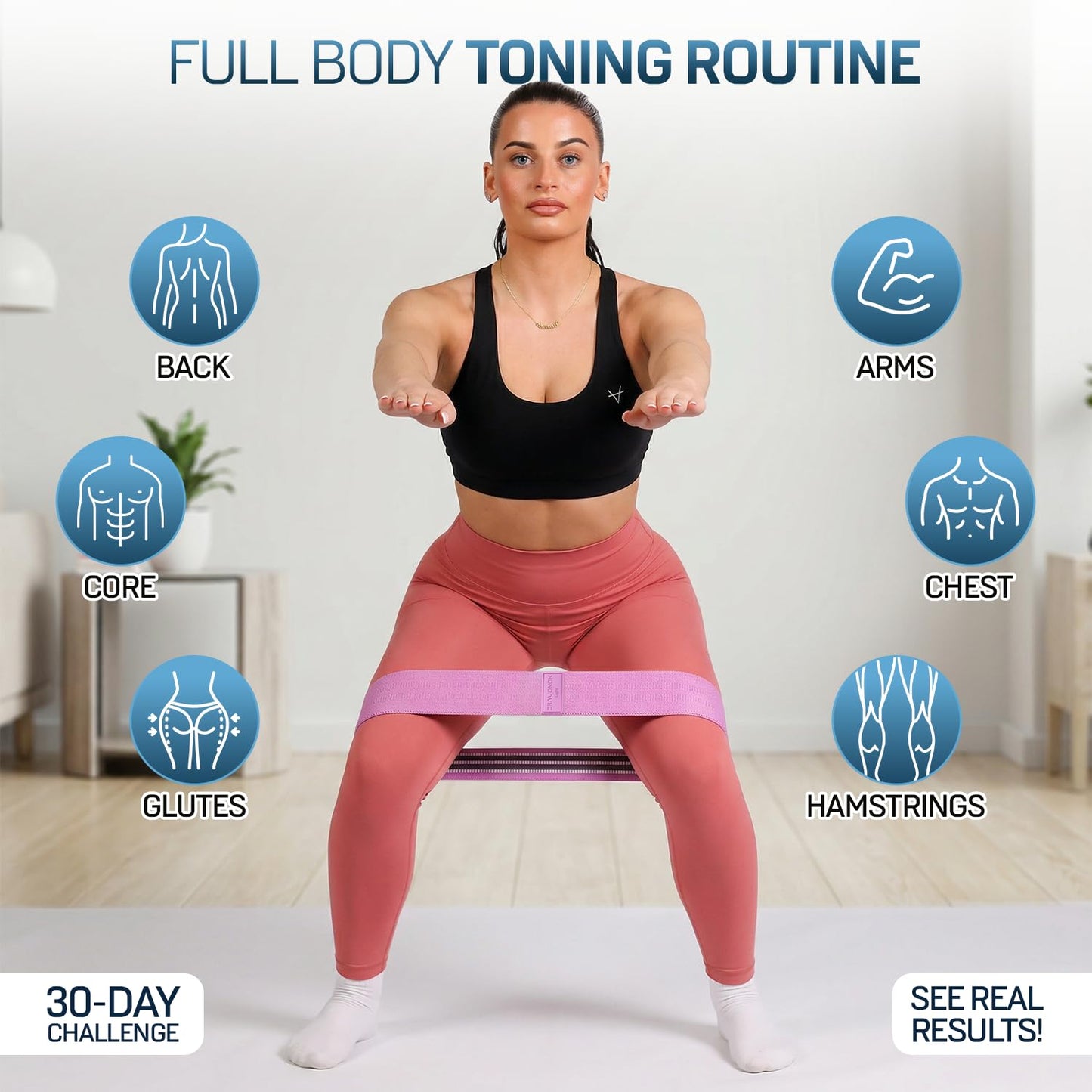 Fabric Resistance Bands for Working Out, 4 Levels Elastic Workout Bands for Women Men, Non-Slip Exercise Bands for Pilates Glutes & Hip Stretching, Gym Booty Loops for Physical Therapy Legs and Thigh