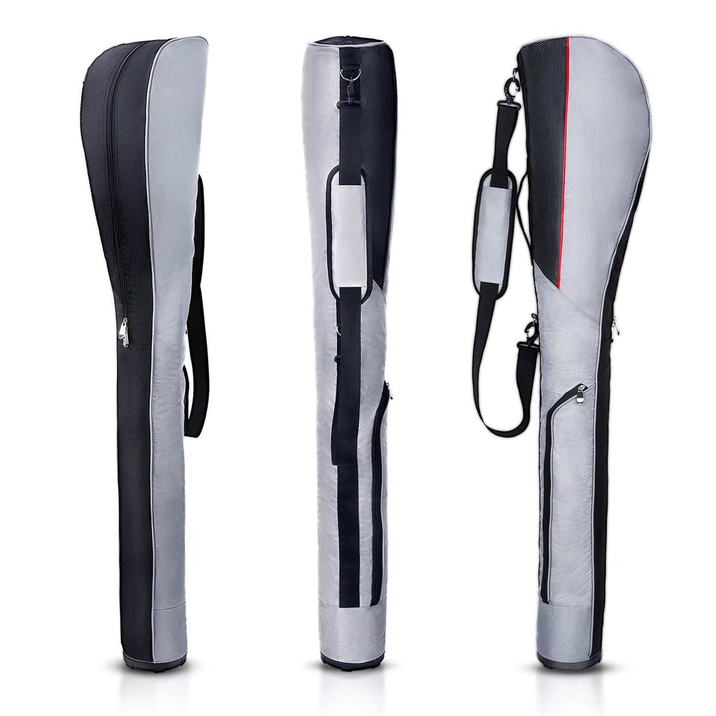 Konday Golf Club Travel Case Gun Bag Foldable with Hard Base,Driving Range Mini Course Practice Lightweight Golf Sundy Carry Bag for 7 Clubs,Gray