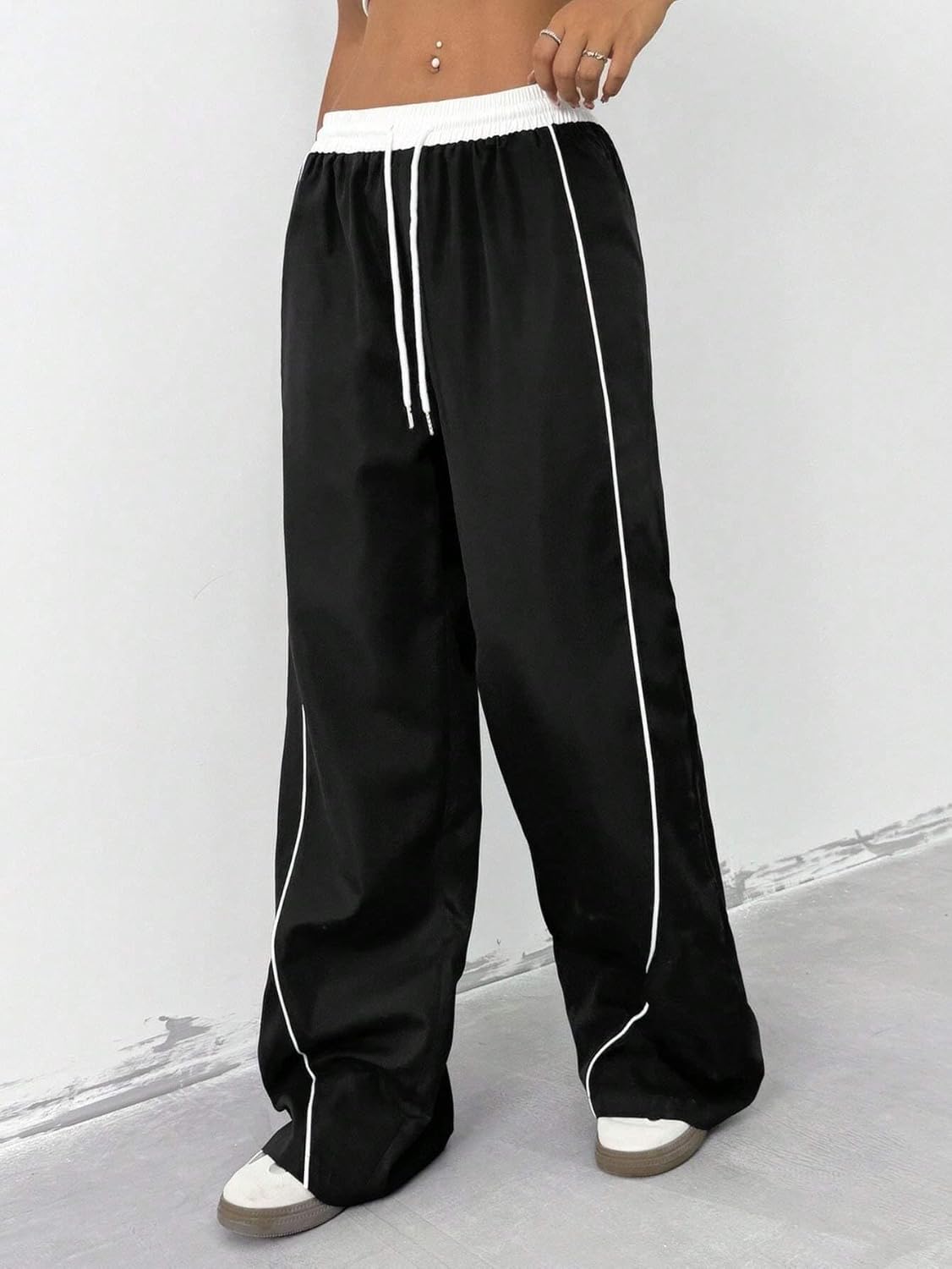 ZAFUL Women's Y2K Wide Leg Cargo Pants - Comfortable Drawstring Joggers with Pockets