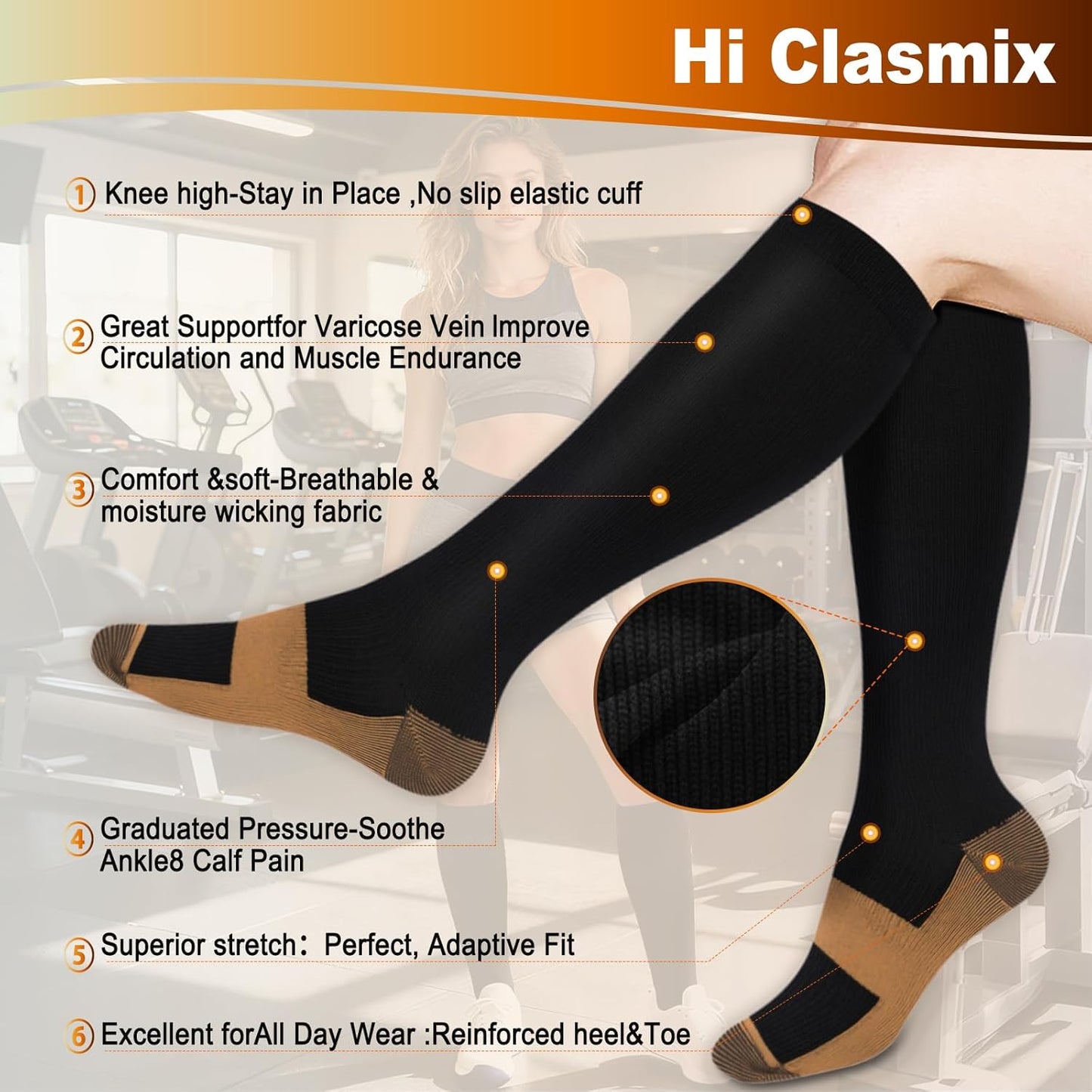 Skiennix Graduated Compression Socks - 20-30mmHg Knee High for Travel, Hiking & Running