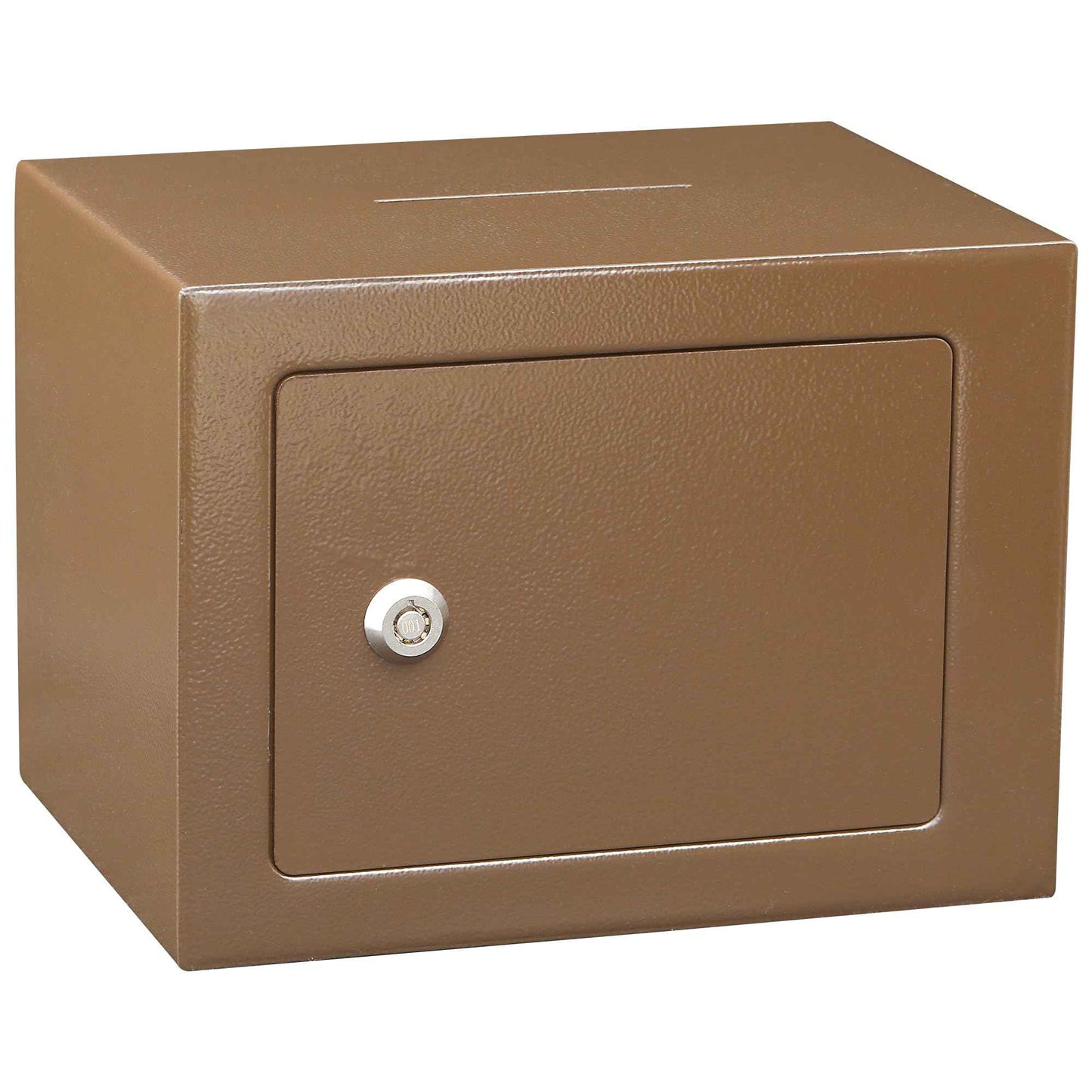 ELLAIG 0.24Cuft Small Safe Box Money Cash Safe Keys Gun Safe Mini Security Lock Safe Boxes for Coin Home Office Hotel Rooms Business Jewelry Gun 9.05 x 6.7 x 6.7 inches(Brown)