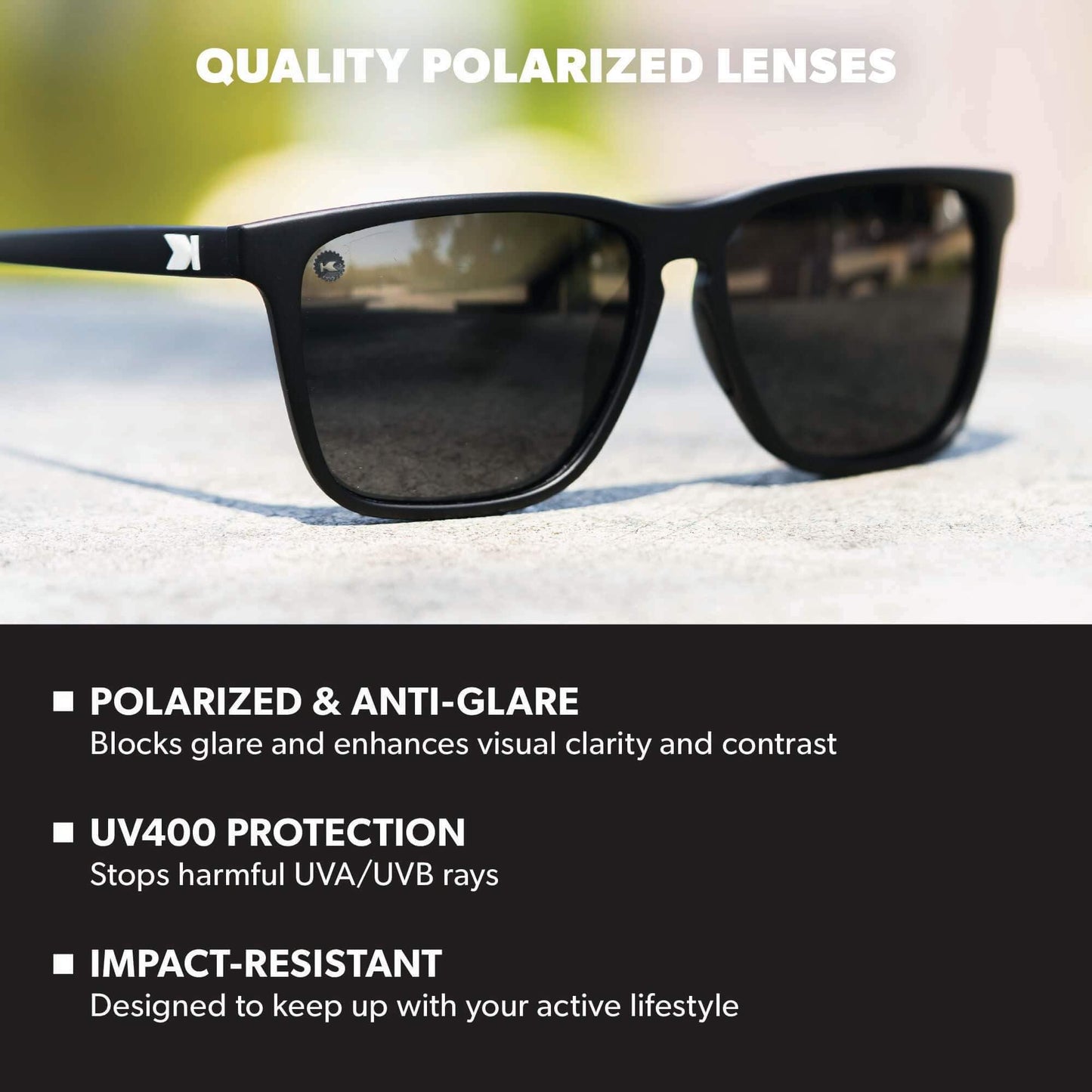Knockaround Square Polarized Sunglasses for Men & Women - UV400 Protection