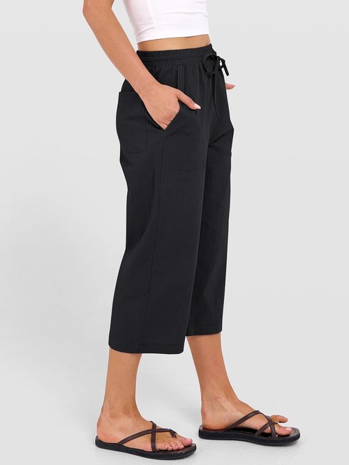 ANRABESS Capris Pants - Women's Casual High Waist Drawstring Trousers for Summer | Loose Fit, Cropped Style