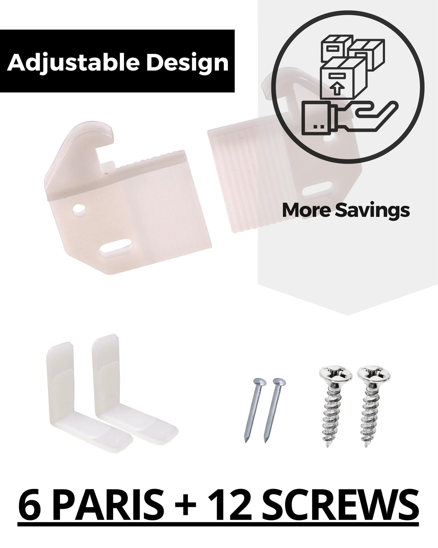 Adjustable Drawer Guides L Angle White Drawer Track Guides with Screws 6 Pairs 12 Pcs Drawer Rail Support Furniture Repair Replacement for Dressers Cabinets Wood Drawers HOWTOOL