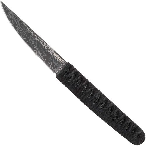 CRKT Obake Everyday Carry Fixed Blade Knife with Sheath: Stainless Steel Plain Edge Blade, Cord-Wrapped Stainless Steel Handle, 2367
