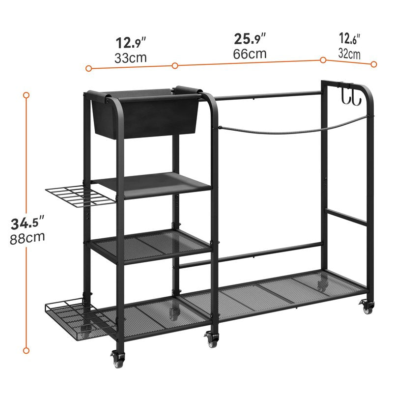 niffgaff Golf Bag Organizer Golfing Storage Stand for Garage Fits for 2 Golf Bags Golfing Rack with Wheels Black