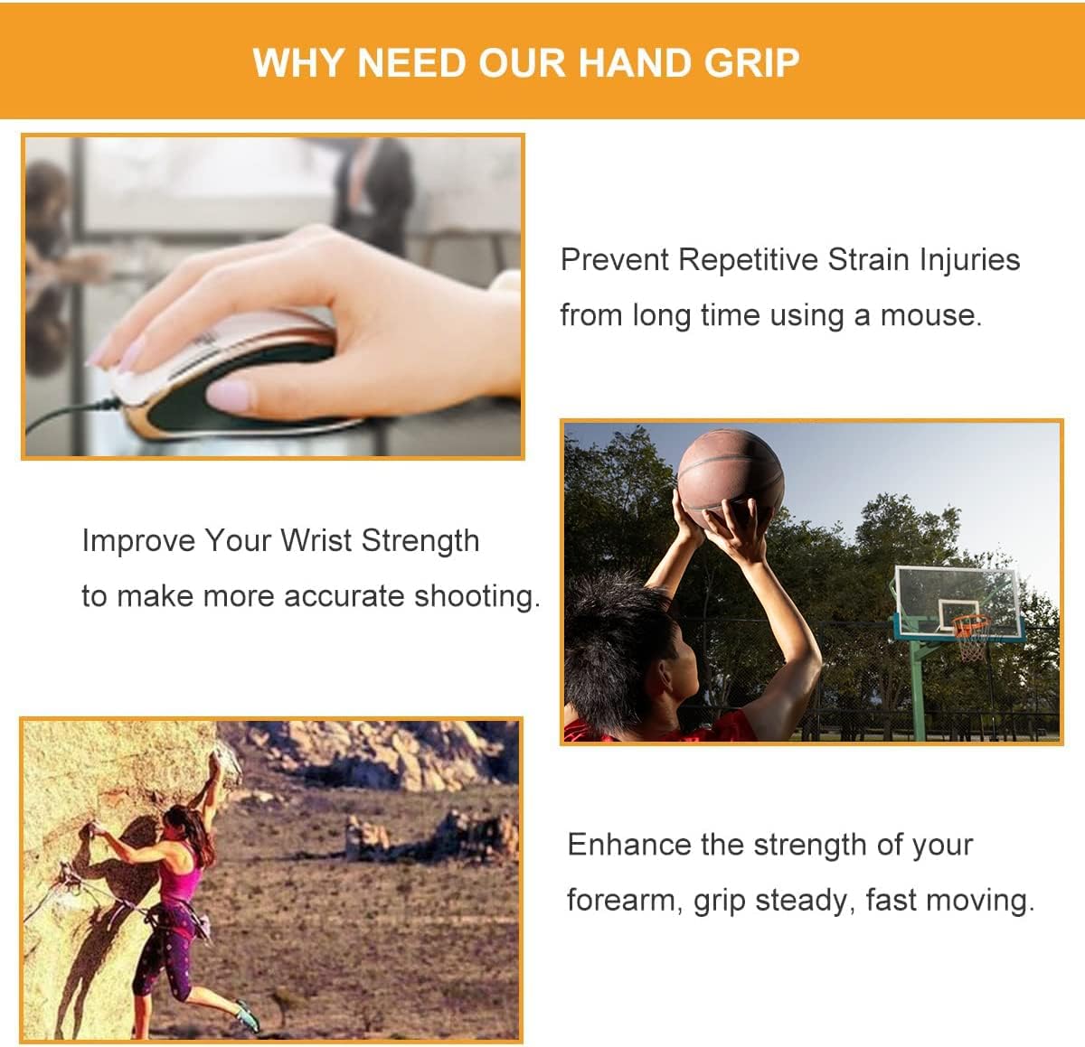 Skiennix Hand Grip Strengthener - 3 Pack (150, 200, 250 lbs) for Home Gym & Office Workout
