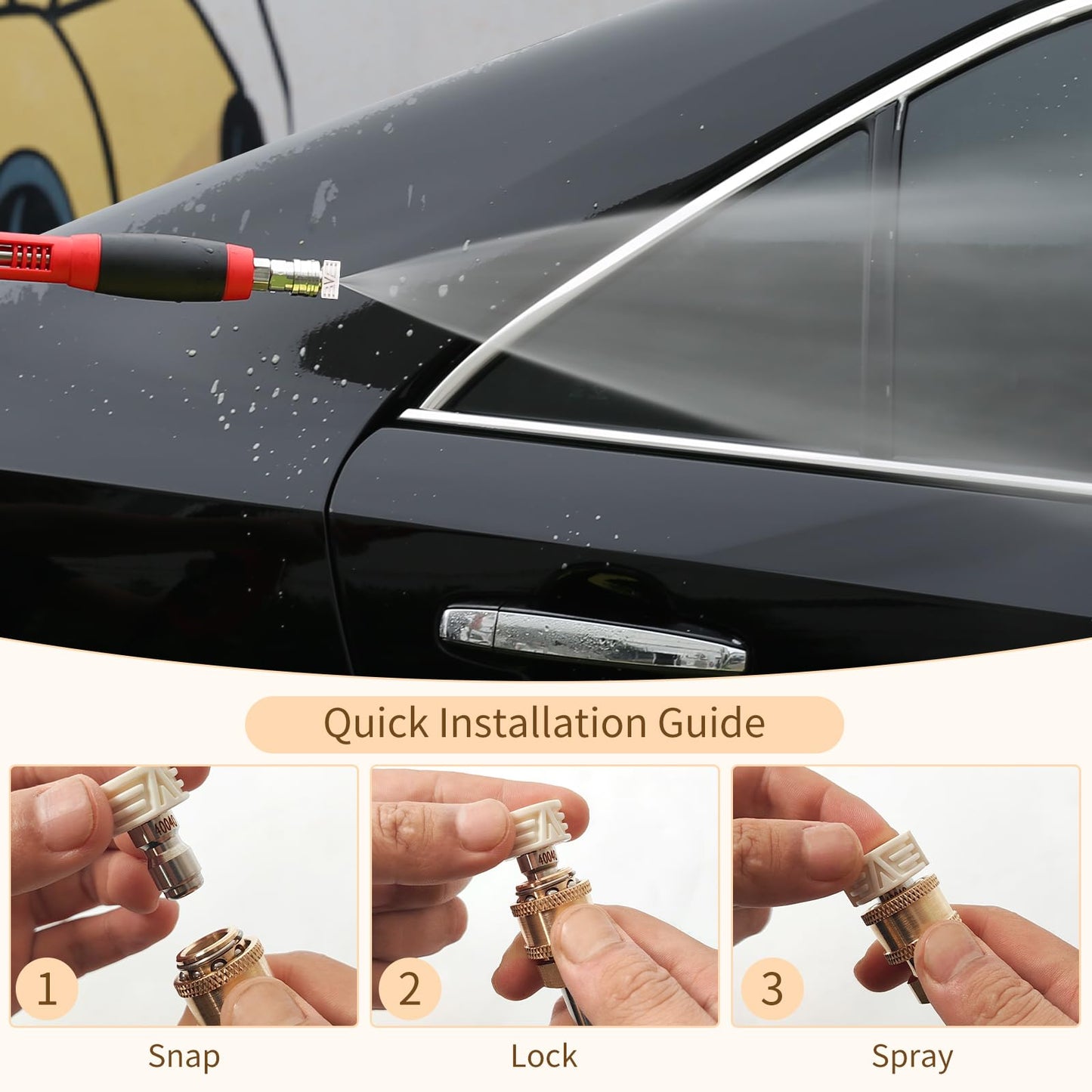 ZGJZGJ Pressure Washer Tips 5-Pack 1/4 Inch Quick Connect - 4000 PSI Multi-Degree Nozzle Set with Holder - Power Washer Accessories for Cleaning Car, Driveway, Patio, Deck, Great Gift for Car Lovers