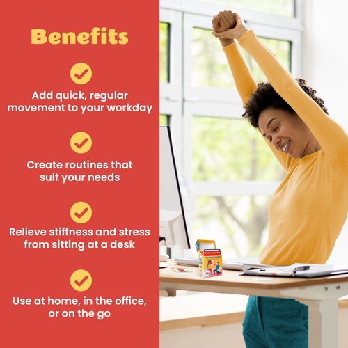75 Desk Workout Cards – Move More at Work with 50 Easy Bodyweight Exercises & 25 Stretches – Compact 3.5" x 2.5” Chair Exercise Cards for Home or Office - No Equipment Needed and Beginner Friendly