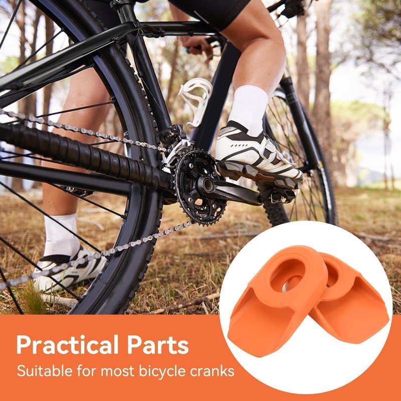 2PCS Bike Crank Cover Protector, Silicone Mountain Bicycle Crank Boot Arm Sleeve Cover Protective Gear Cranks Boot Case Protectors for Bicycle Cranks Protector Bike Crank Arm Boots(Orange)