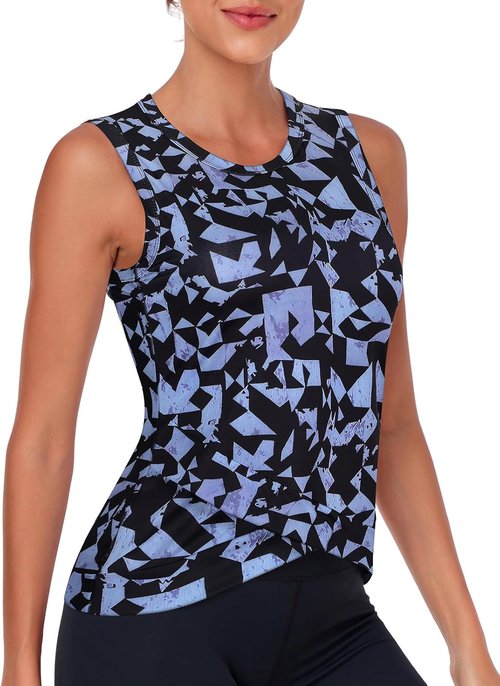 LURANEE Women's Athletic Tank Tops - Quick Dry Sun Protection Yoga Crop Sleeveless Shirt