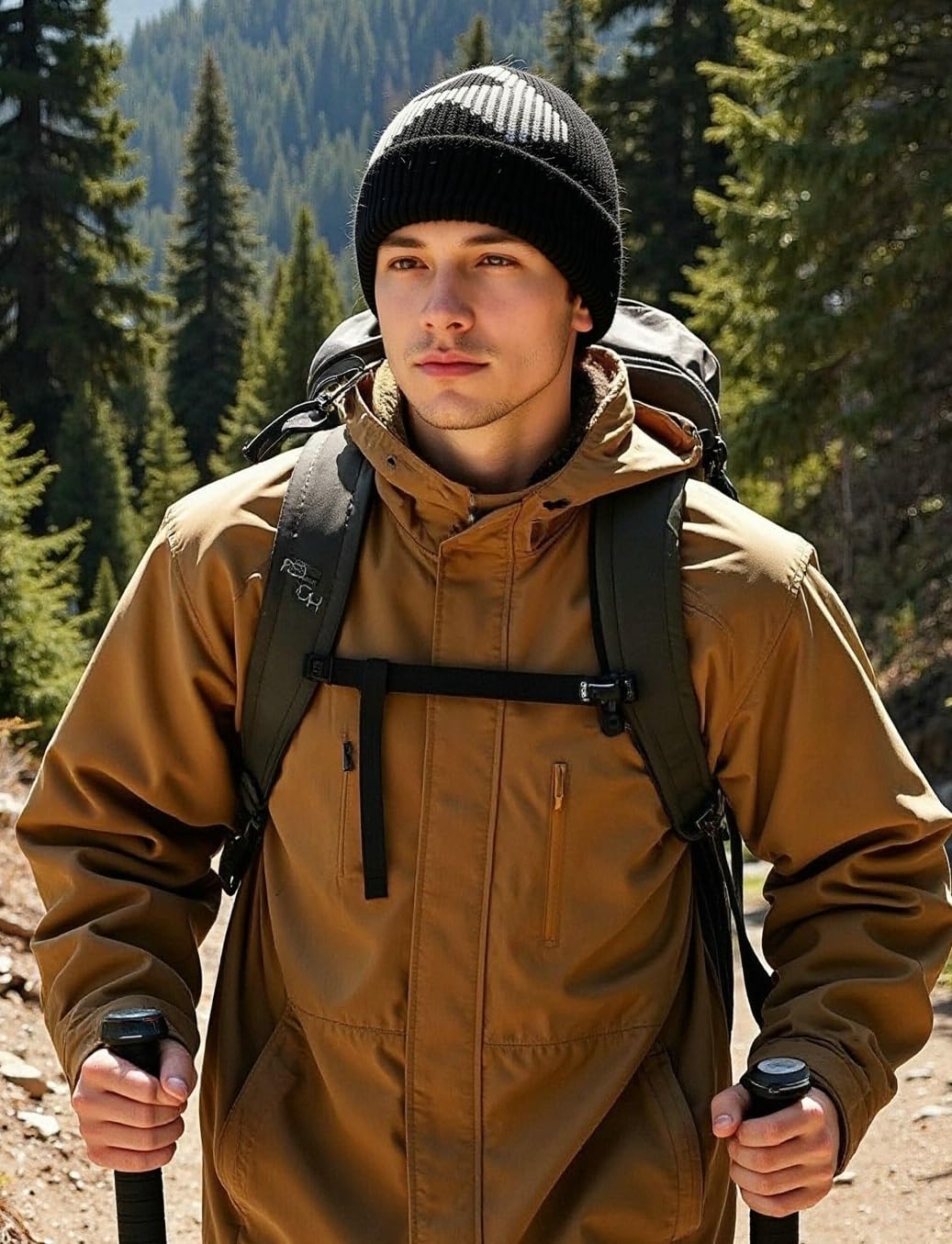 Pioneer Camp Mens Merino Wool Beanie Hats Thick Knit Winter Hat Cold Weather Skull Cap Hiking Skiing Climbing Casual Outdoor Black