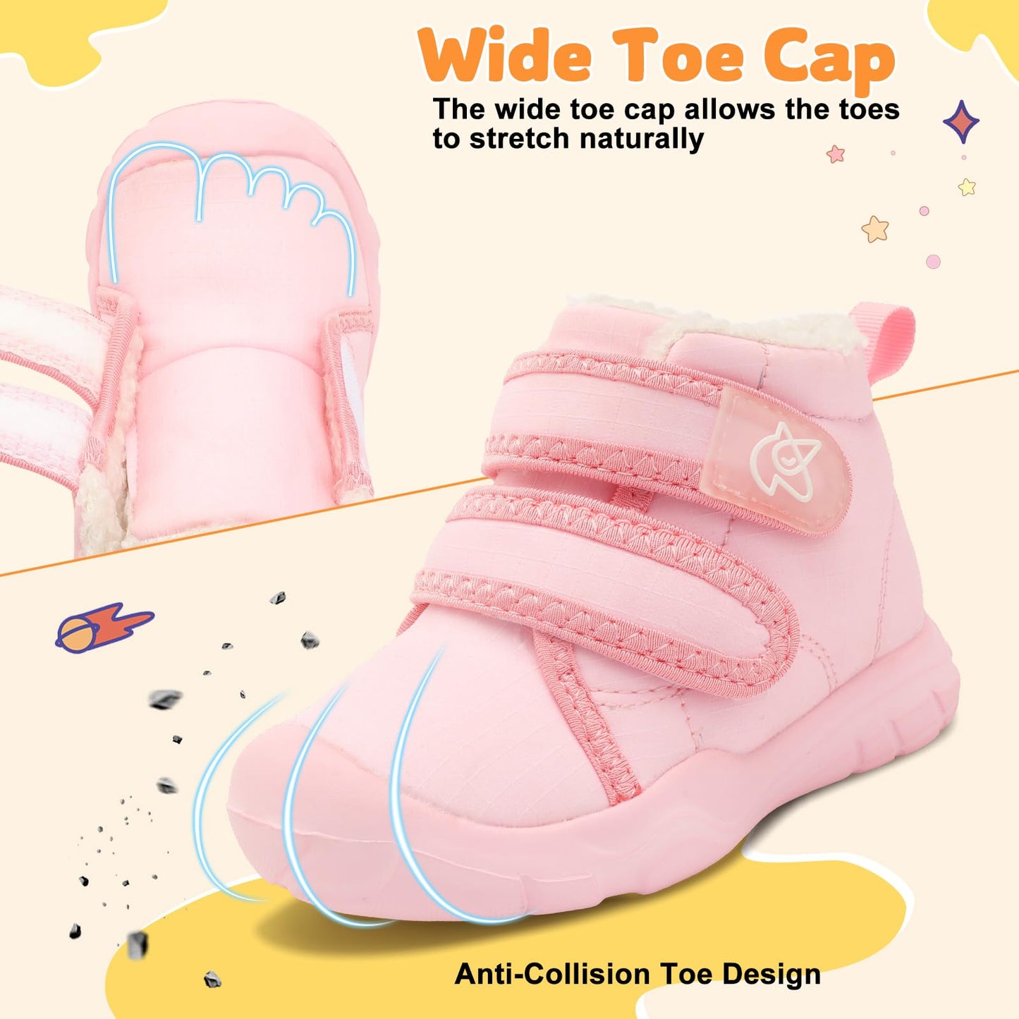 LeIsfIt Toddler Boots Girls Boys Warm Winter Boots Cozy Plush Lining Winter Shoes Indoor Outdoor Faux Fur Booties, Pink, Size 6