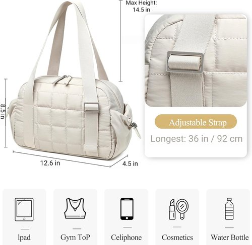 CAMTOP Mini Gym Bag - Quilted Sports Duffel with Wet Compartment & Coin Purse | Perfect for Yoga & Dance
