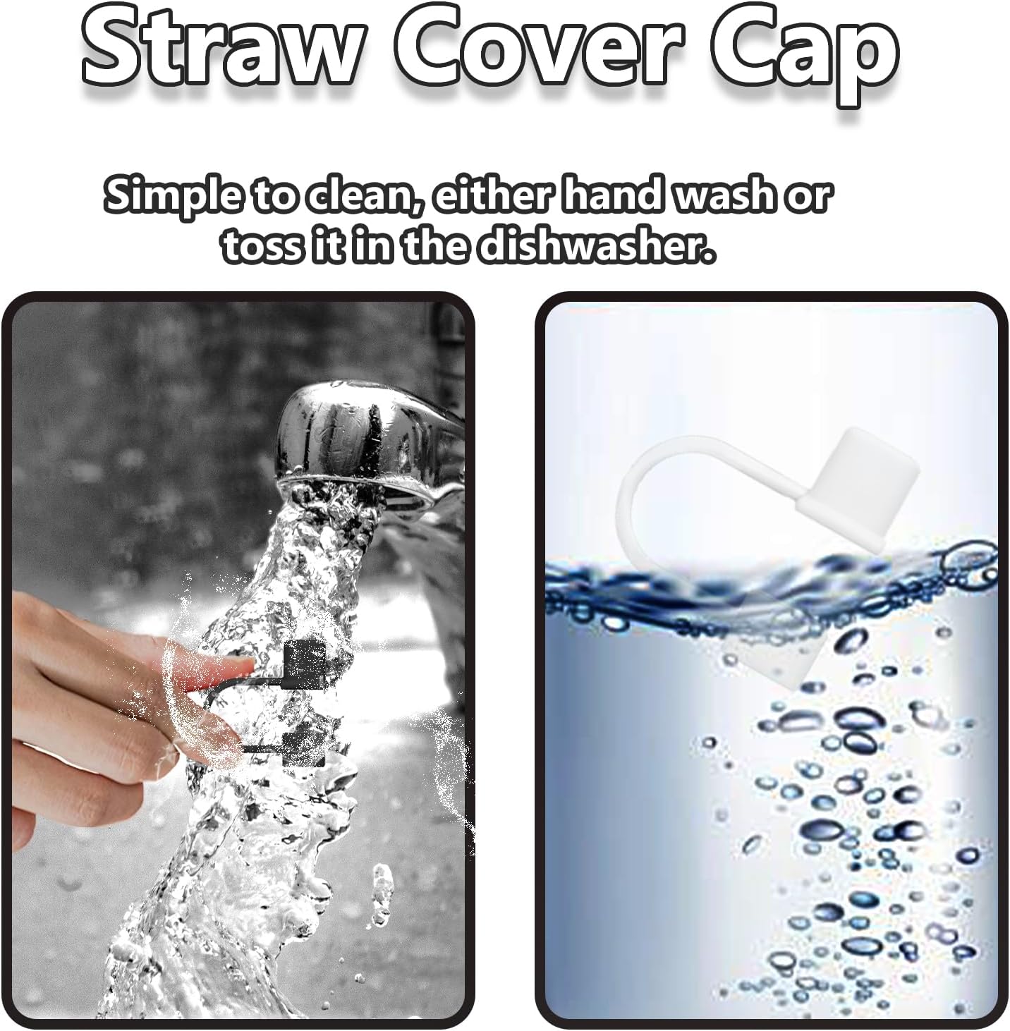 Stanley 14-Piece Straw Cover Cap Set | Silicone Toppers for 40 & 30oz Tumblers - Black & White