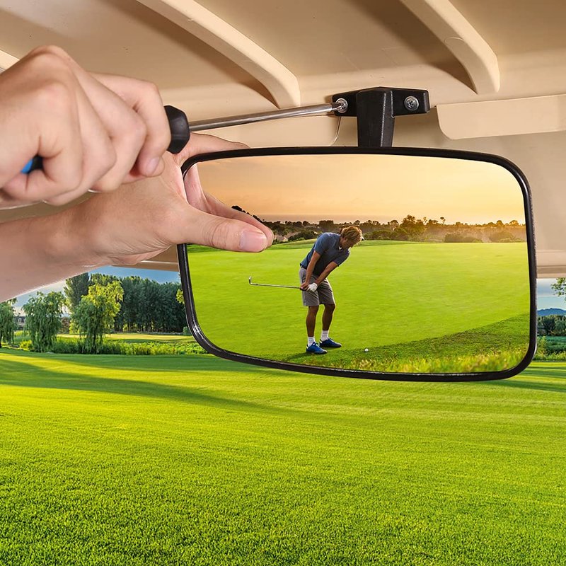 10L0L Universal Golf Cart Rear View Mirror - Adjustable Wide Angle for EZGO, Yamaha, Club Car, Easy Mount Kit