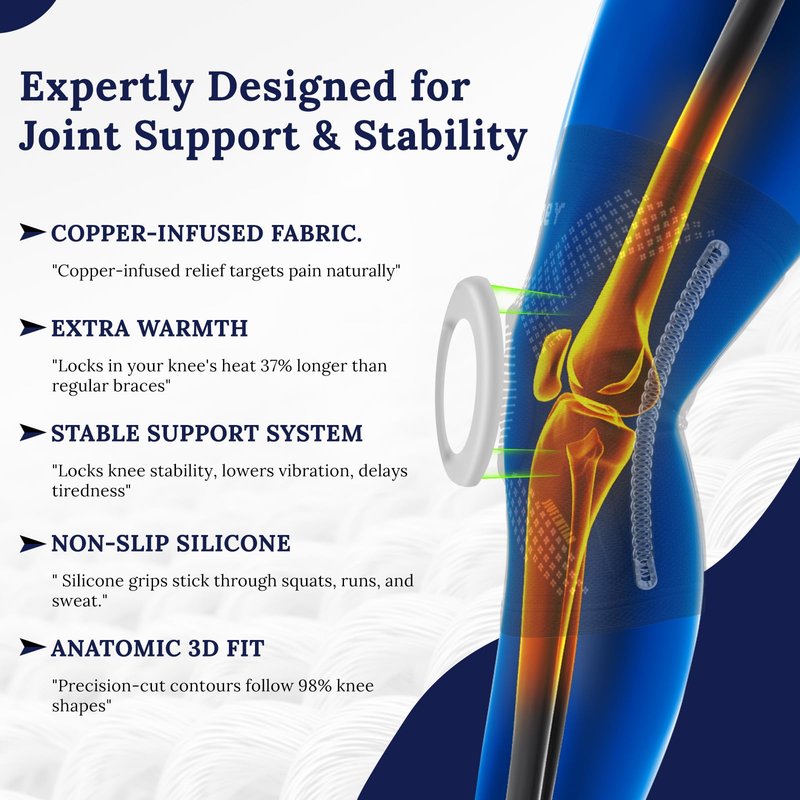 JIUFENTIAN Copper Knee Brace with Spring Support for Women Maximum Support & Enhanced Flexibility - Knee Compression Sleeve for Knee Pain, Arthritis Pain,Running, Meniscus Tear, ACL-Single(X-Large)